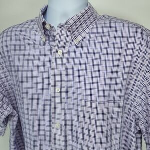 Daniel Cremieux Mens XL Purple Check Shirt  Short Sleeve 100% Cotton
